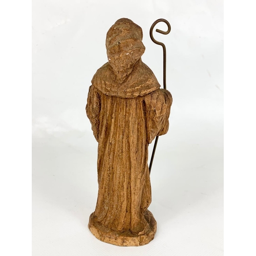 45 - Carved figure of St Benedictus in linden wood circa 1900, 17cm