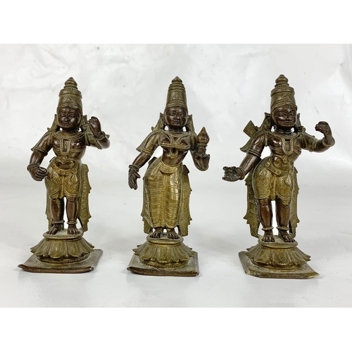 51 - 3 late 19th century bronze deity figures, 12.5cm