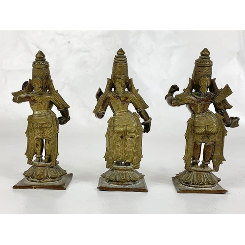 51 - 3 late 19th century bronze deity figures, 12.5cm