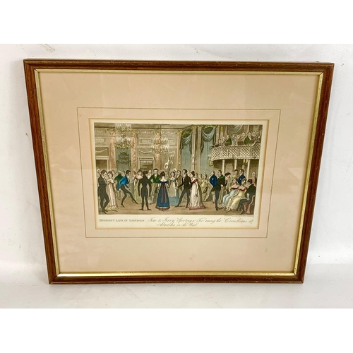 59 - A pair of early 19th century coloured engravings by Cruikshank, reframed 32.5cm x 27cm