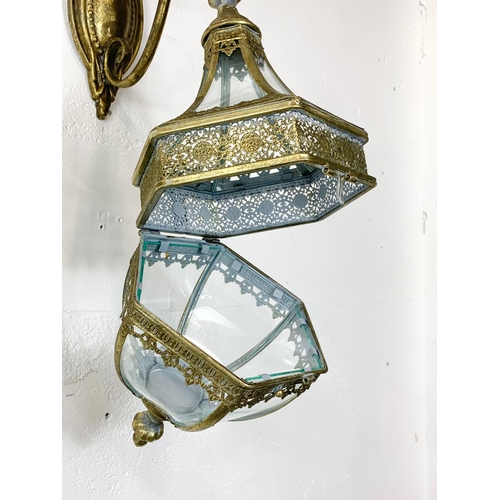 61 - An ornate brass hanging light fixture, 47cm