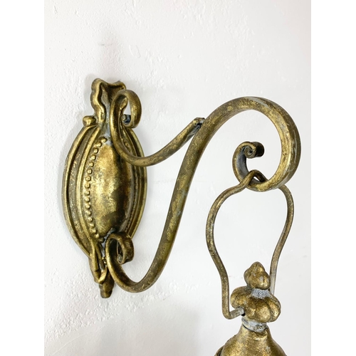 61 - An ornate brass hanging light fixture, 47cm