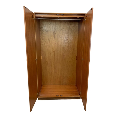 789 - Teak Mid Century two door wardrobe by Meredew. 90cm x 56.5cm x 171.5cm