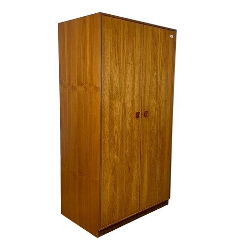 789 - Teak Mid Century two door wardrobe by Meredew. 90cm x 56.5cm x 171.5cm