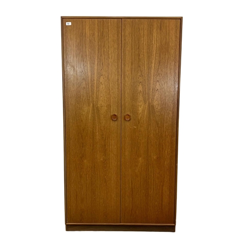 789 - Teak Mid Century two door wardrobe by Meredew. 90cm x 56.5cm x 171.5cm