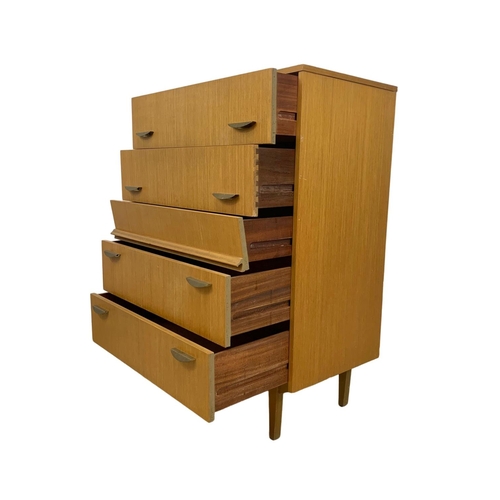 793 - Teak Mid Century chest of drawers. 74.5cm x 42cm x 107.5cm