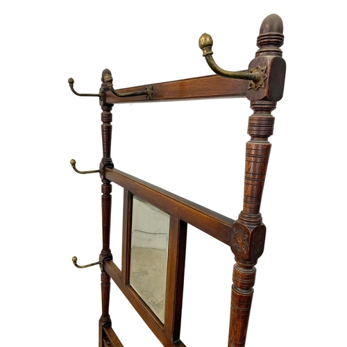 802 - Victorian oak hall stand. 85cm x 33cm x 209cm