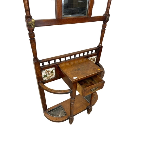 802 - Victorian oak hall stand. 85cm x 33cm x 209cm