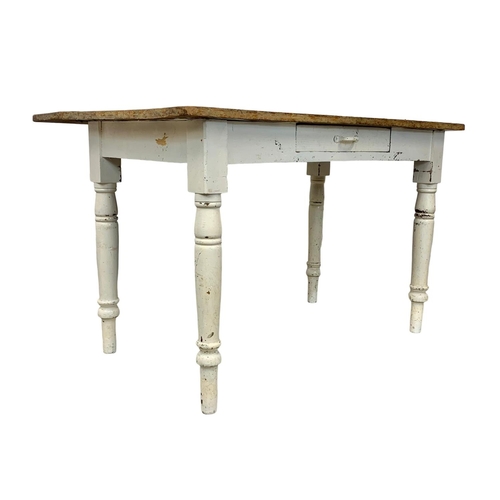 804 - A pine kitchen table circa 1900, 122cm x 66cm x 77cm