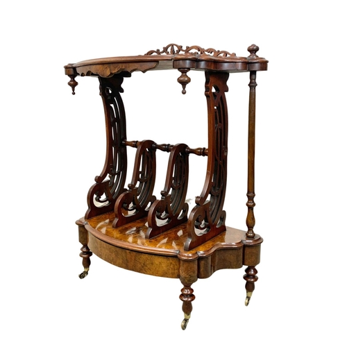 807 - A Victorian burr walnut Canterbury whatnot, 1860s. 77cm x 36cm x 92cm