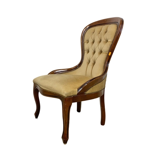 A Victorian style bedroom chair and stool