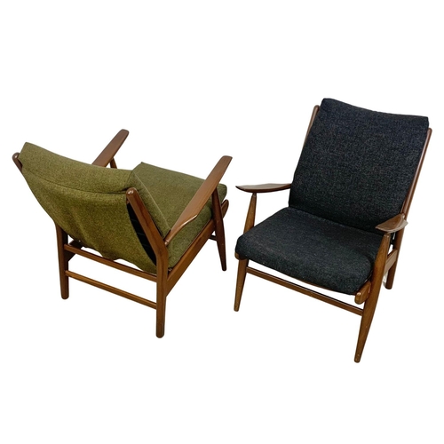 805 - A pair of Danish style teak armchairs by Scandart circa 1960's