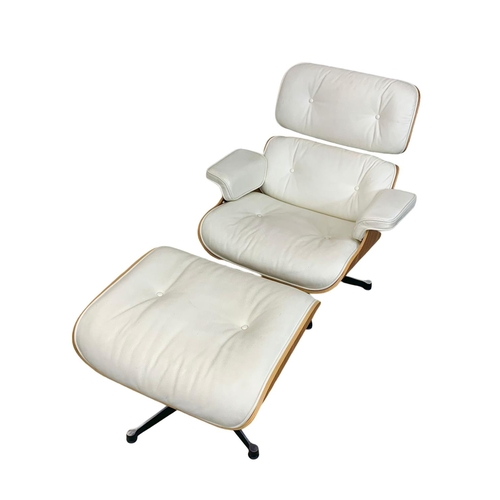 806 - A Charles & Ray Eames style armchair with matching stool