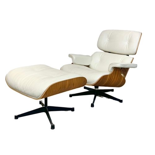 806 - A Charles & Ray Eames style armchair with matching stool