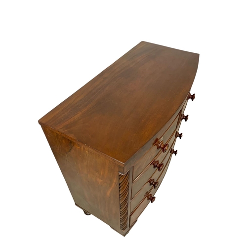 867 - A 19th century bow front mahogany chest of drawers, circa 1860. 105cm x 53cm x 112cm