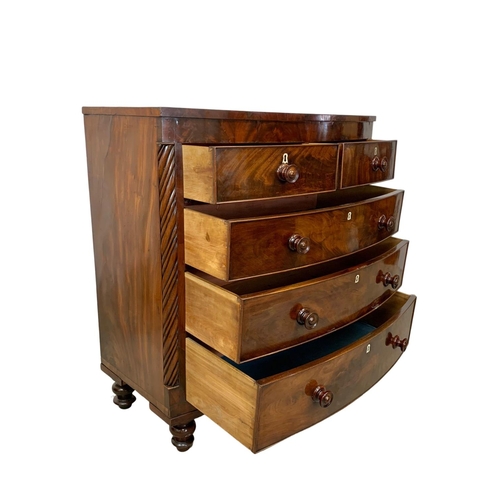 867 - A 19th century bow front mahogany chest of drawers, circa 1860. 105cm x 53cm x 112cm