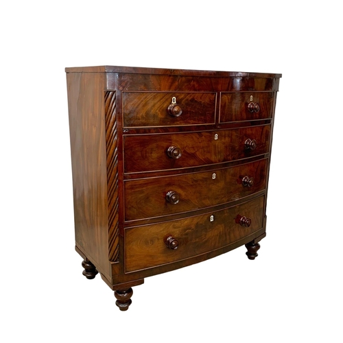 867 - A 19th century bow front mahogany chest of drawers, circa 1860. 105cm x 53cm x 112cm