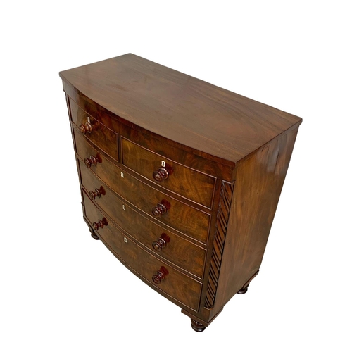 867 - A 19th century bow front mahogany chest of drawers, circa 1860. 105cm x 53cm x 112cm