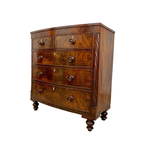 867 - A 19th century bow front mahogany chest of drawers, circa 1860. 105cm x 53cm x 112cm