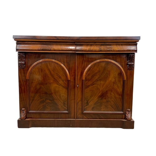 946 - A Victorian mahogany sideboard with drawers and cupboards, 123cm x 44cm x 94cm