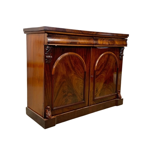 946 - A Victorian mahogany sideboard with drawers and cupboards, 123cm x 44cm x 94cm