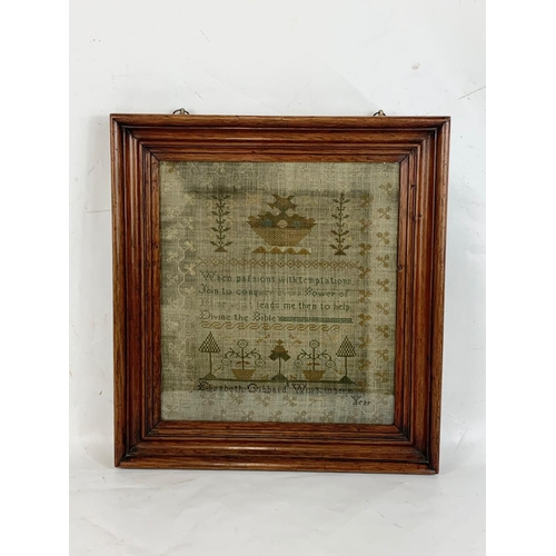 224 - A 19th century sampler, 39cm x 42cm