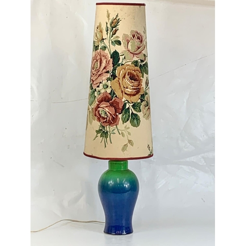 576 - A 1960s Italian mid century ceramic table lamp, base measures 34cm. 85cm with shade