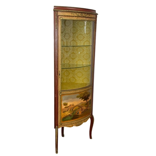 852a - An 18th century style French corner Vitrine with brass ormolu mounts. 63x42x167.5cm