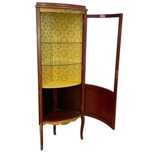 852a - An 18th century style French corner Vitrine with brass ormolu mounts. 63x42x167.5cm