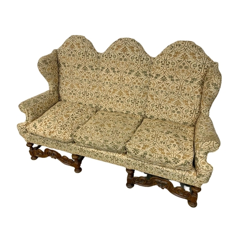 1029a - A large country house settee.  Circa 1900 in the 17th century Carolean style.  202x75x127cm