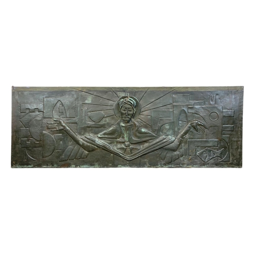 972a - A large James McKendry copper panel of Christ Figure signed and dated 1964. McKendry noted for desig... 