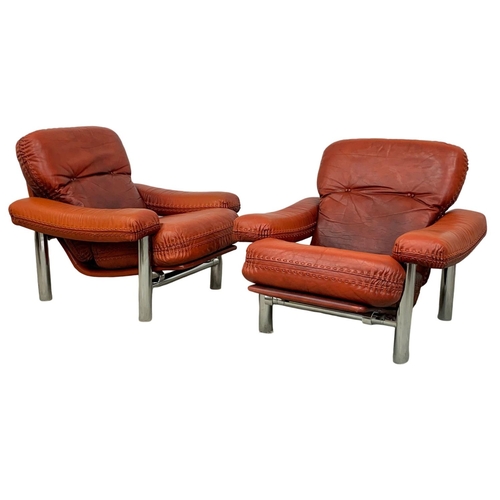 1048A - A 3pc designer mid century suite circa 1970s with fine quality leather