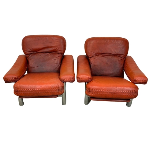 1048A - A 3pc designer mid century suite circa 1970s with fine quality leather