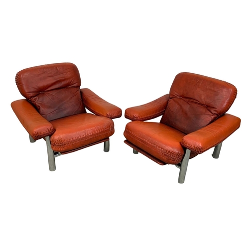 1048A - A 3pc designer mid century suite circa 1970s with fine quality leather