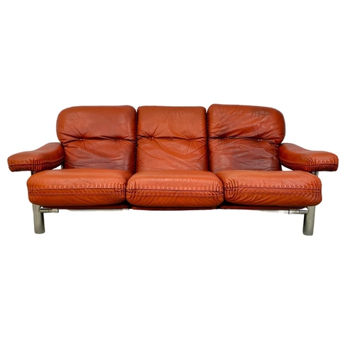 1048A - A 3pc designer mid century suite circa 1970s with fine quality leather