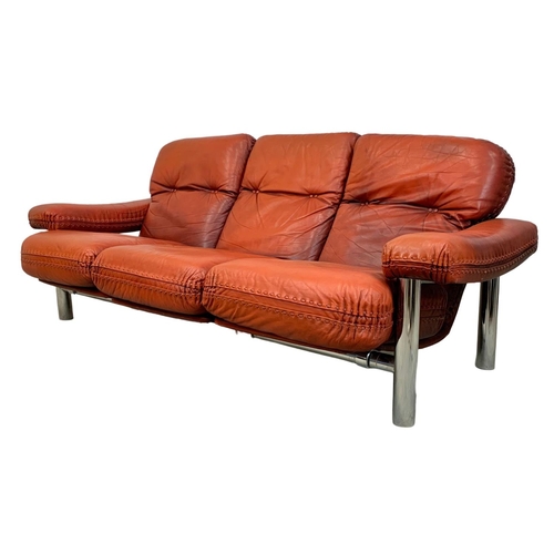 1048A - A 3pc designer mid century suite circa 1970s with fine quality leather