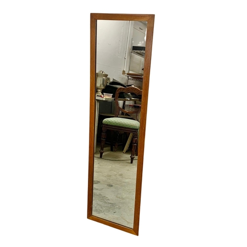 886B - 3pc of mid century teak furniture including mirror, headboard and storage box