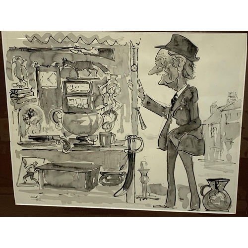 354l - A large framed cartoon, 