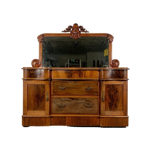 1008 - A Victorian mahogany mirror back sideboard with 5 drawers. Circa 1870. 156 x 56.5 x 164cm.