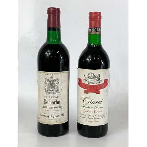 101 - 2 bottles of wine. Andre Simon Selection Claret Bordeaux Rouge, Grand Vin Chateau De Barbe Cotes De ... 