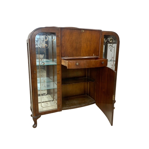 1013 - A vintage Art Deco style bureau display cabinet. 1950. 120 x 35 x 121cm.