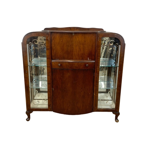 1013 - A vintage Art Deco style bureau display cabinet. 1950. 120 x 35 x 121cm.