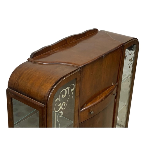 1013 - A vintage Art Deco style bureau display cabinet. 1950. 120 x 35 x 121cm.