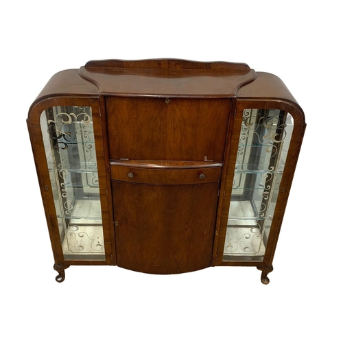 1013 - A vintage Art Deco style bureau display cabinet. 1950. 120 x 35 x 121cm.