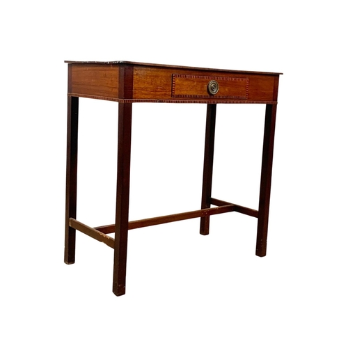 1029 - A late Victorian Sheraton revival inlaid mahogany side table with drawer. Circa 1880. 76 x 39 x 74cm... 