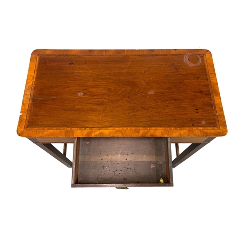 1029 - A late Victorian Sheraton revival inlaid mahogany side table with drawer. Circa 1880. 76 x 39 x 74cm... 