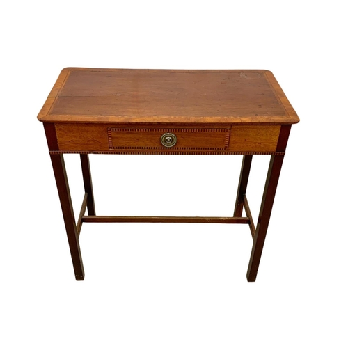 1029 - A late Victorian Sheraton revival inlaid mahogany side table with drawer. Circa 1880. 76 x 39 x 74cm... 