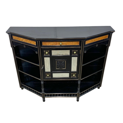 1035 - An Edwardian inlaid lacquered sideboard. 137 x 39 x 107.5cm