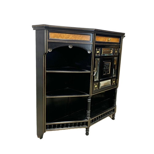 1035 - An Edwardian inlaid lacquered sideboard. 137 x 39 x 107.5cm