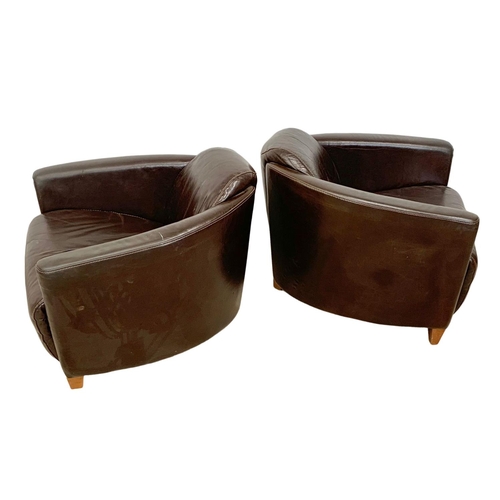 1037 - A pair of modern Art Deco style leather armchairs. 75 x 87 x 71cm.